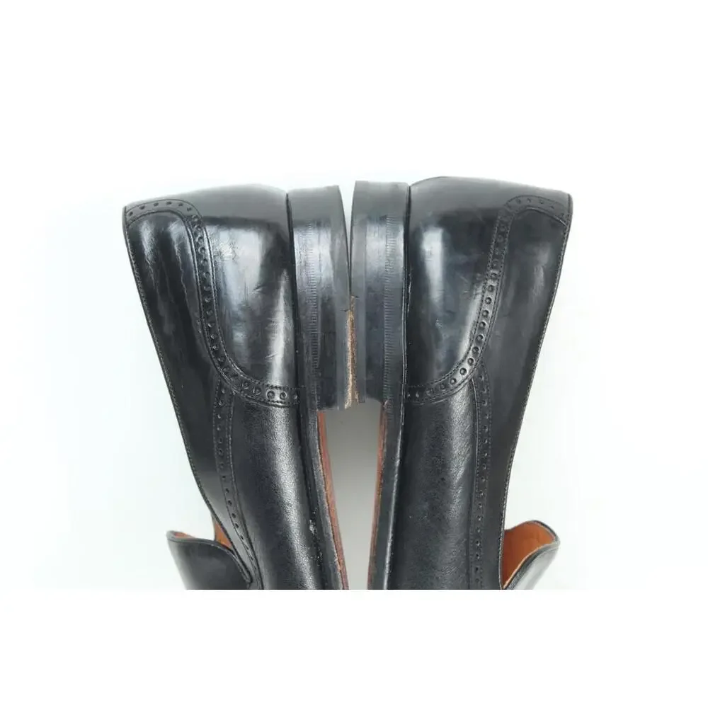 Mezlan Havana Black Leather Wingtip Tassel Loafers Men's US 10